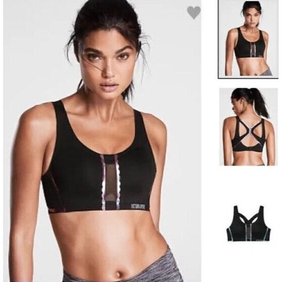 Victoria's Secret Sport Angel Max Scallop Iridescent Support Sports Bra Sz 32DD - Picture 1 of 7